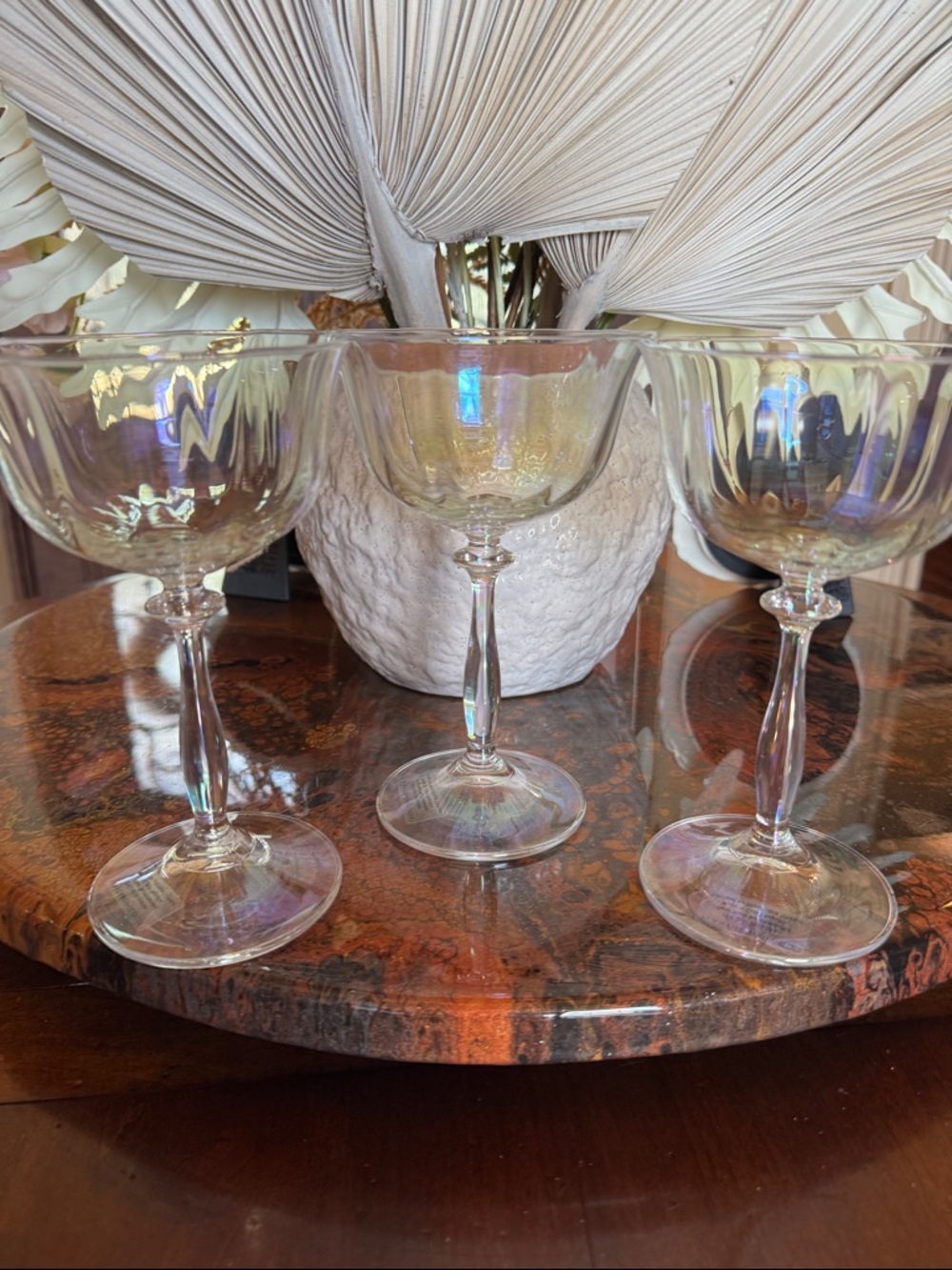 New York City Ballet (3)  Iridescent Coupe Glasses in Pearl Sheen